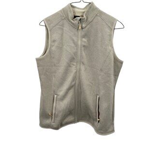 Womens Charles River Apparel Pacific Heathered Fleece Vest Ivory 2XL Full-Zip